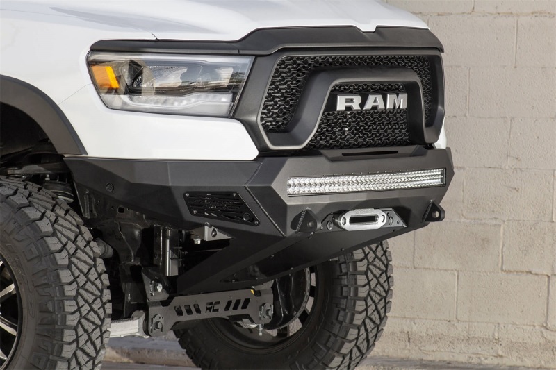 Ram Rebel 1500 Bumper - Front - Addictive Desert Designs - Stealth Fighter - Hammer Black with Satin Black panels - `19-`27